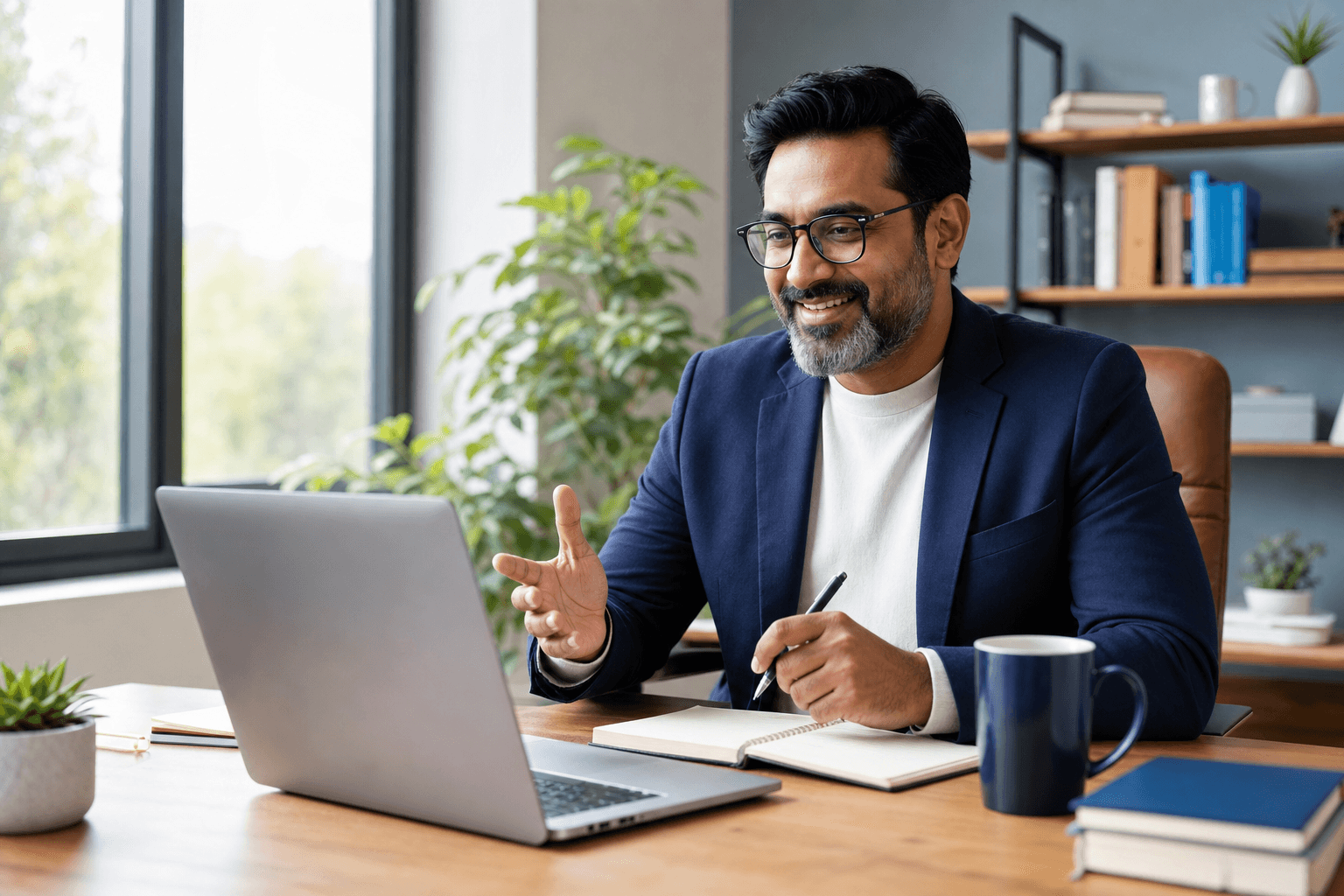 Consultant beginning a scheduled online session